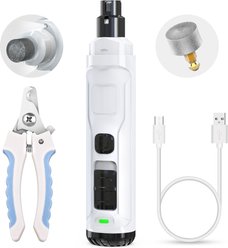 PETSPARX Low Noise Motor Rechargeable Dog Nail Grinder Kit, White