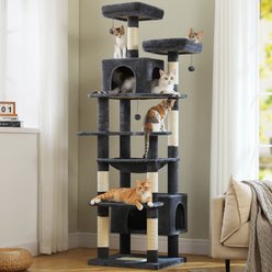 PAWZ Road Heavy Duty 81-in Tall Cat Tower with Spacious Hammock, X-Large Condo with 7 Scratching Posts, Dark Grey