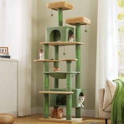PAWZ Road Heavy Duty 81-in Tall Cat Tower with Spacious Hammock, X-Large Condo with 7 Scratching Posts, Green