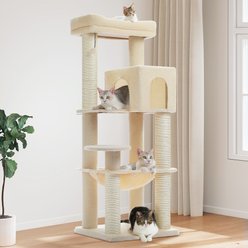 PAWZ Road 58-in Heavy Duty Cat Tree Tower with Reinforced Scratching Posts, X-Large, Beige