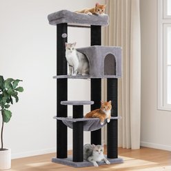 PAWZ Road 58-in Heavy Duty Cat Tree Tower with Reinforced Scratching Posts, X-Large, Black