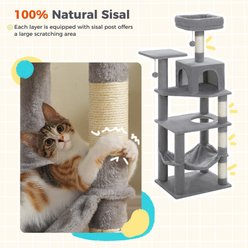PAWZ Road 56.3-in Multi-Level Cat Tower with 2 Top Perches, Cat Condo & Sisal-Covered Scratching Post, Grey slide 2 of 9