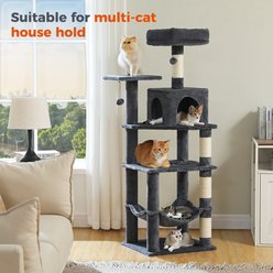 PAWZ Road 56.3-in Multi-Level Cat Tree Tower with 2 Top Perches, Cat Condo & Sisal-Covered Scratching Post, Dark Grey slide 2 of 8