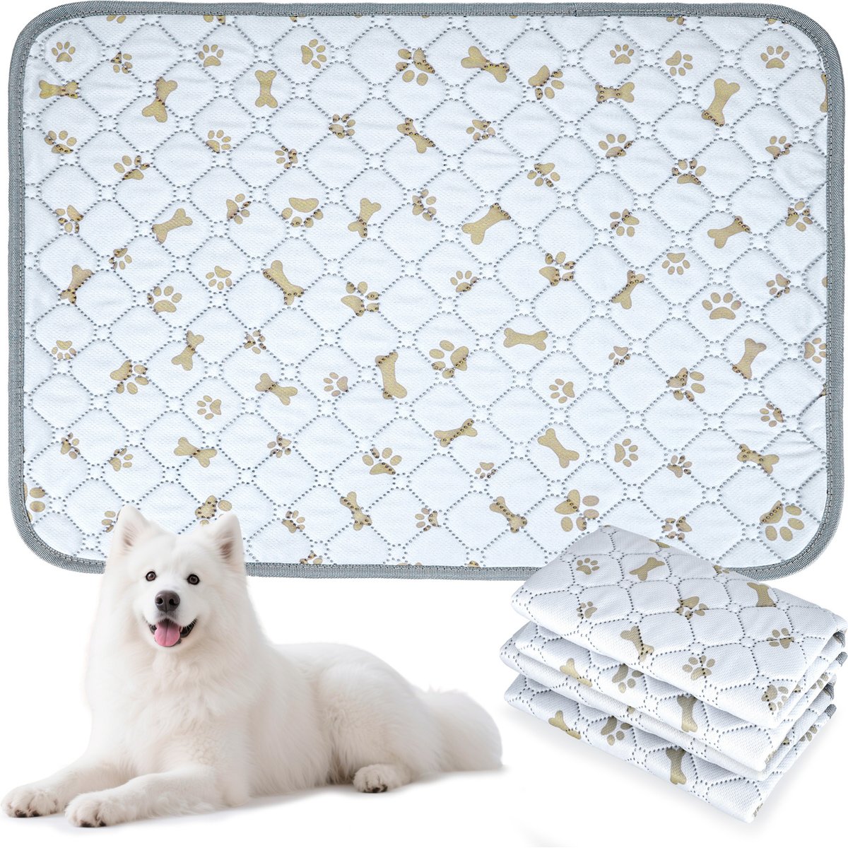 PatiencET Washable Paw & Bone Print Dog Pee Pad, 28 x 20-in, 2 count