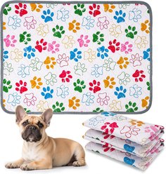 PatiencET Washable Colorful Paw Print Dog Pee Pads, 18 x 24-in, 2 count