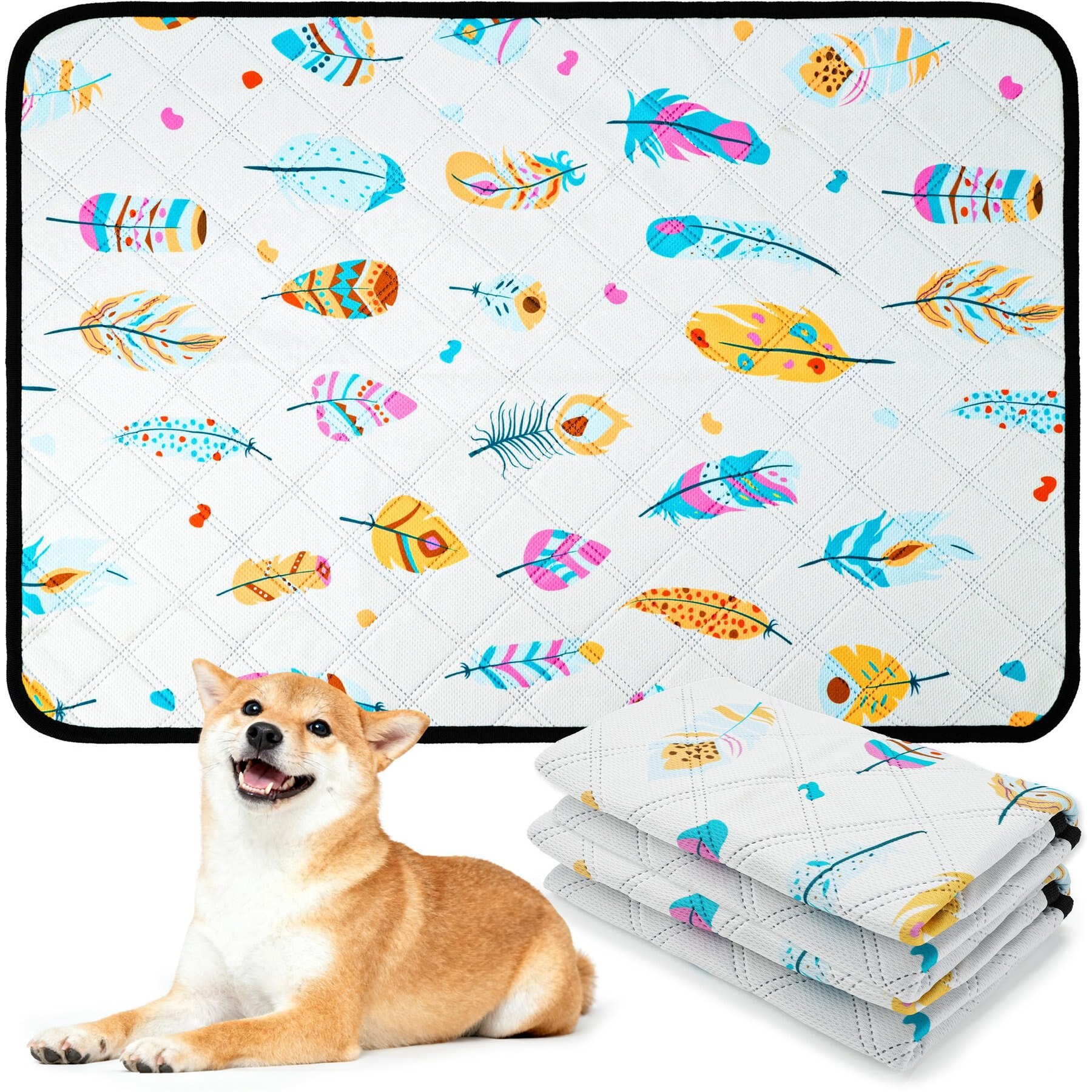 PatiencET Washable Feather Print Dog Pee Pad, 28 x 20-in, 2 count