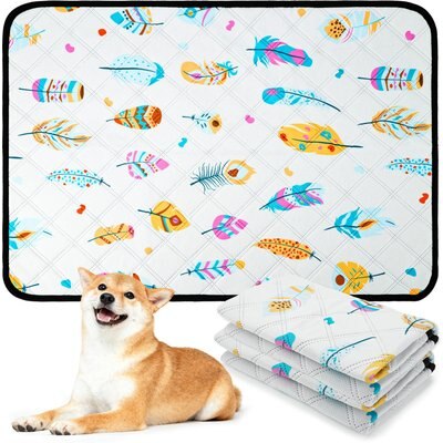 PatiencET PatiencET Washable Feather Print Dog Pee Pad, 28 x 20-in, 2 count