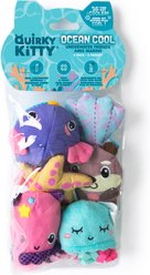 Quirky Kitty Cooling Ocean Underwater Friends Cat Plush Toy with Catnip, Multicolor, 6 count
