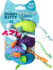 Quirky Kitty Cooling Ocean Mice Cat Plush Toy with Catnip, Multicolor, 5 count