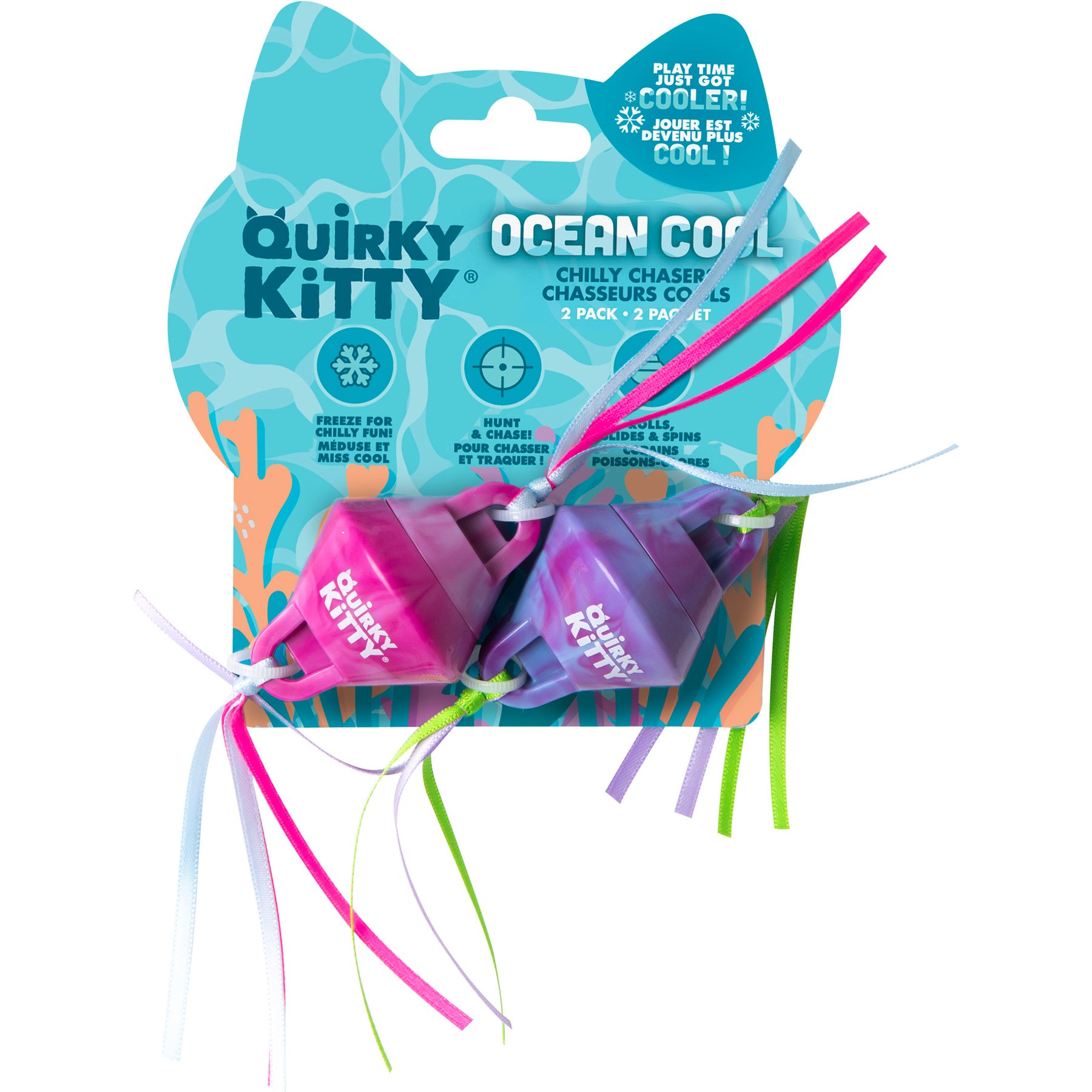 Quirky Kitty Cooling Ocean Chilly Cat Chasers Toy with Catnip, Multicolor