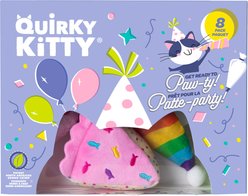 Quirky Kitty Birthday Box Cat Plush Toy with Catnip, Multicolor, 8 count