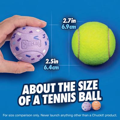 Show full view: Chuckit! Birthday Ball Tough Dog Toy, Multicolor, Medium, 3 count slide 4 of 5