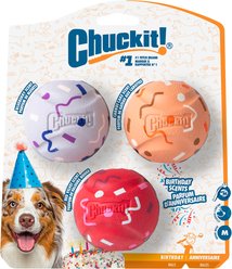 Chuckit! Birthday Ball Tough Dog Toy, Multicolor, Medium, 3 count
