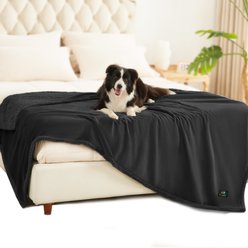 Luciphia Fluffy Waterproof Dog Blanket, Black, 85 x 57-in