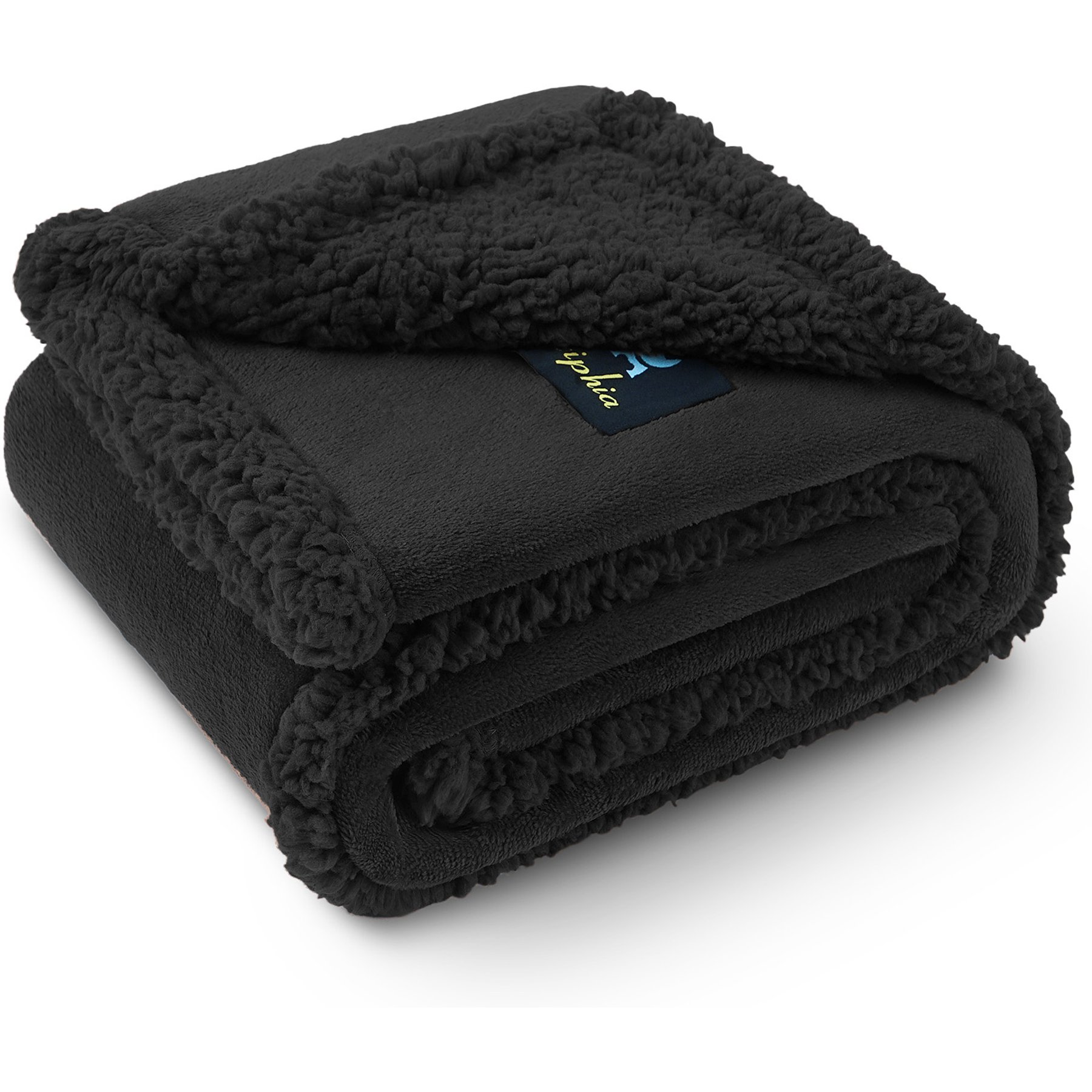 Luciphia Fluffy Waterproof Dog Blanket, Black, 65 x57-in