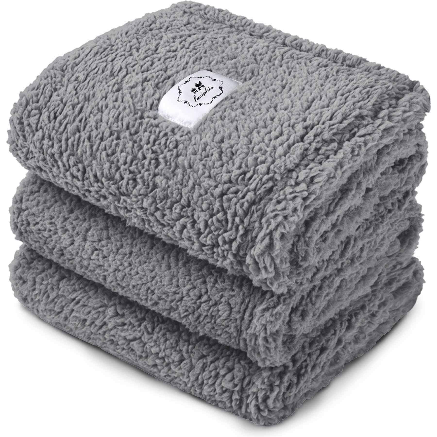 Luciphia Reversible Sherpa Dog & Cat Blanket, Gray, 41 x 31-in