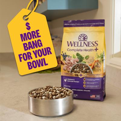 Show full view: Wellness Complete Health+ Adult Chicken & Oatmeal Dry Dog Food, 20-lb bag slide 7 of 10