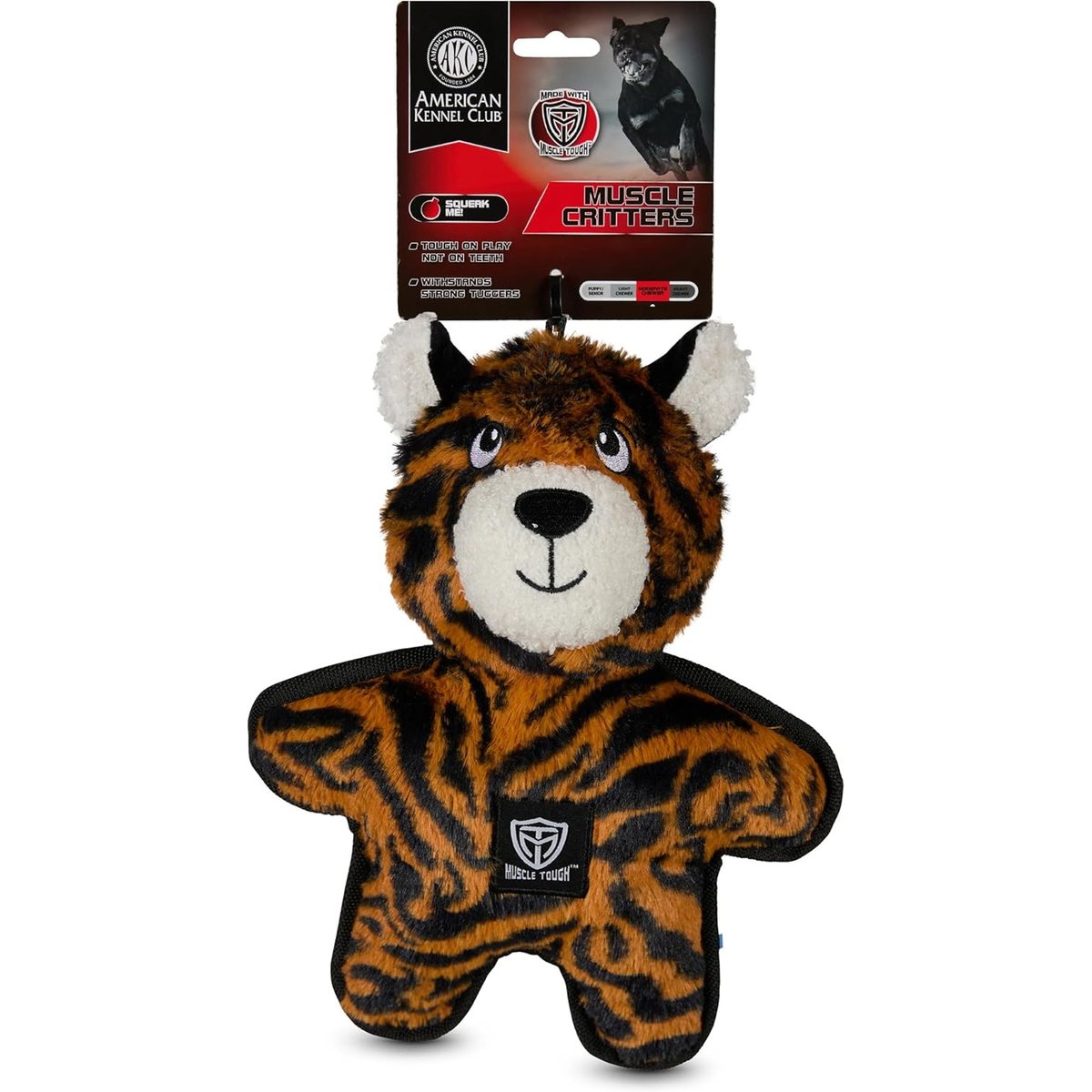 American Kennel Club Muscle Tough Tiger Squeaky Plush Dog Toy
