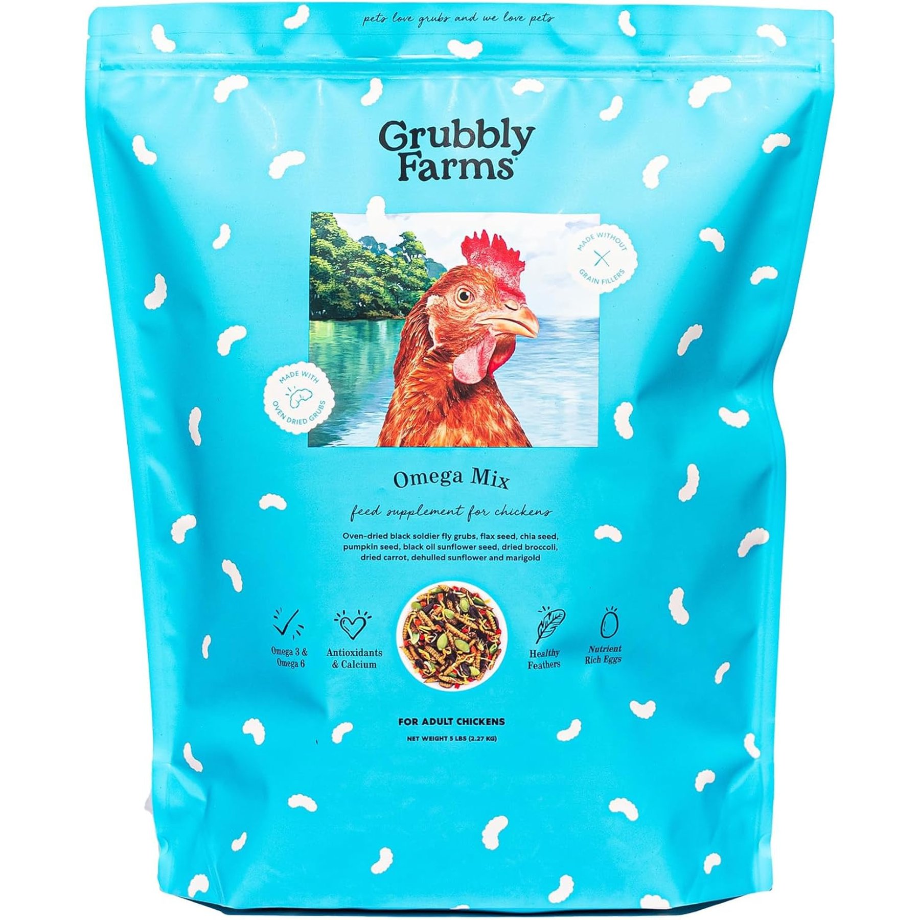 Grubbly Farms Omega Mix Supplement for Chickens, 5-lb bag