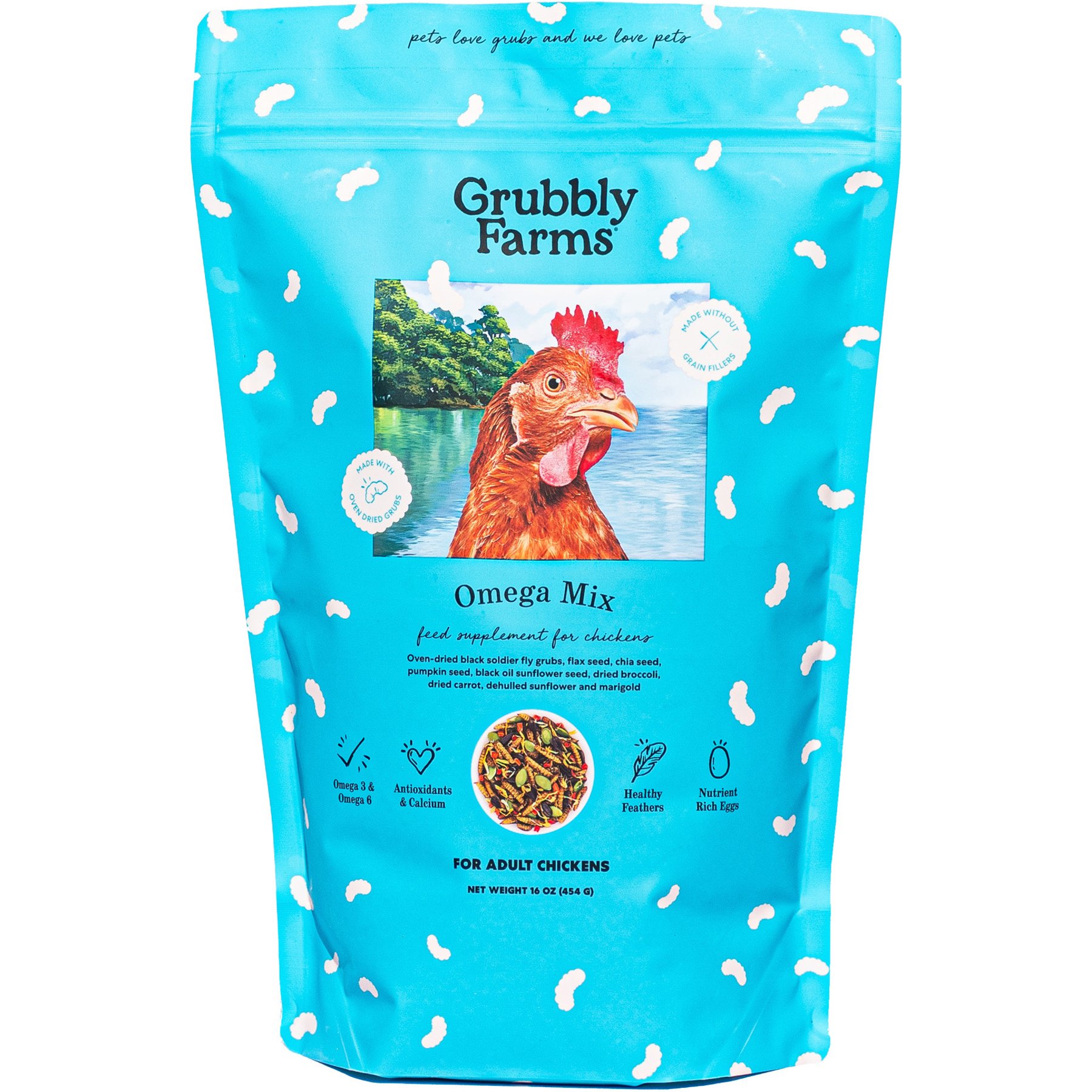 Grubbly Farms Omega Mix Supplement for Chickens, 1-lb bag