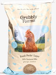 Grubbly Farms Fresh Pecks 16% Protein Layer Textured Mix, Whole Grains, & Seeds Poultry Feed, 30-lb bag