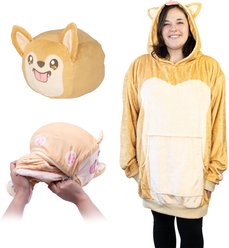 Plushible Toast the Corgi Blanket Hoodie, Beige