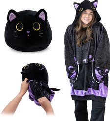 Plushible Cosmo the Black Cat Blanket Hoodie, Black