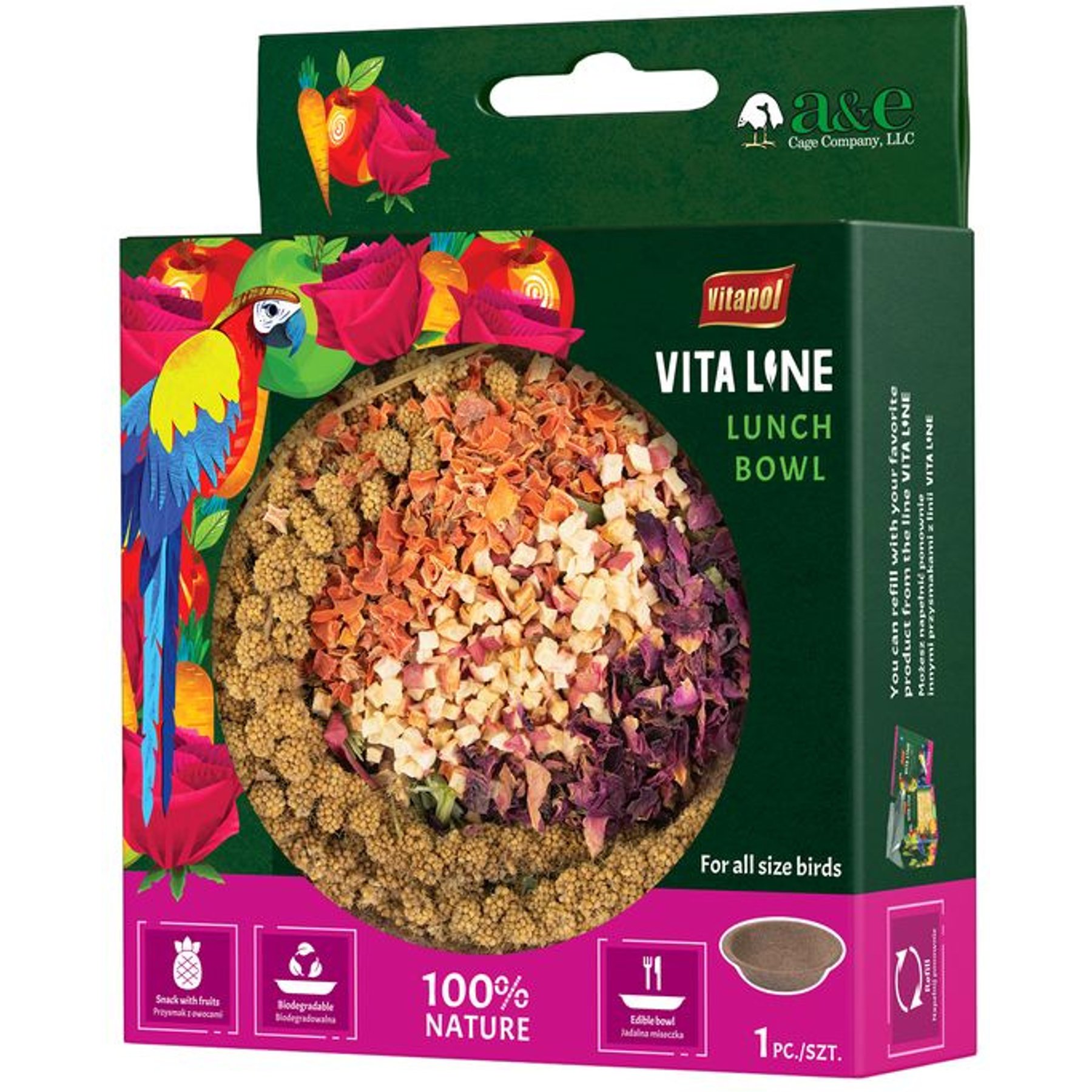 Vitapol Vite Herbal by A&E Seed Blends Millet Edible Lunch Box Bird Treats, Multicolor