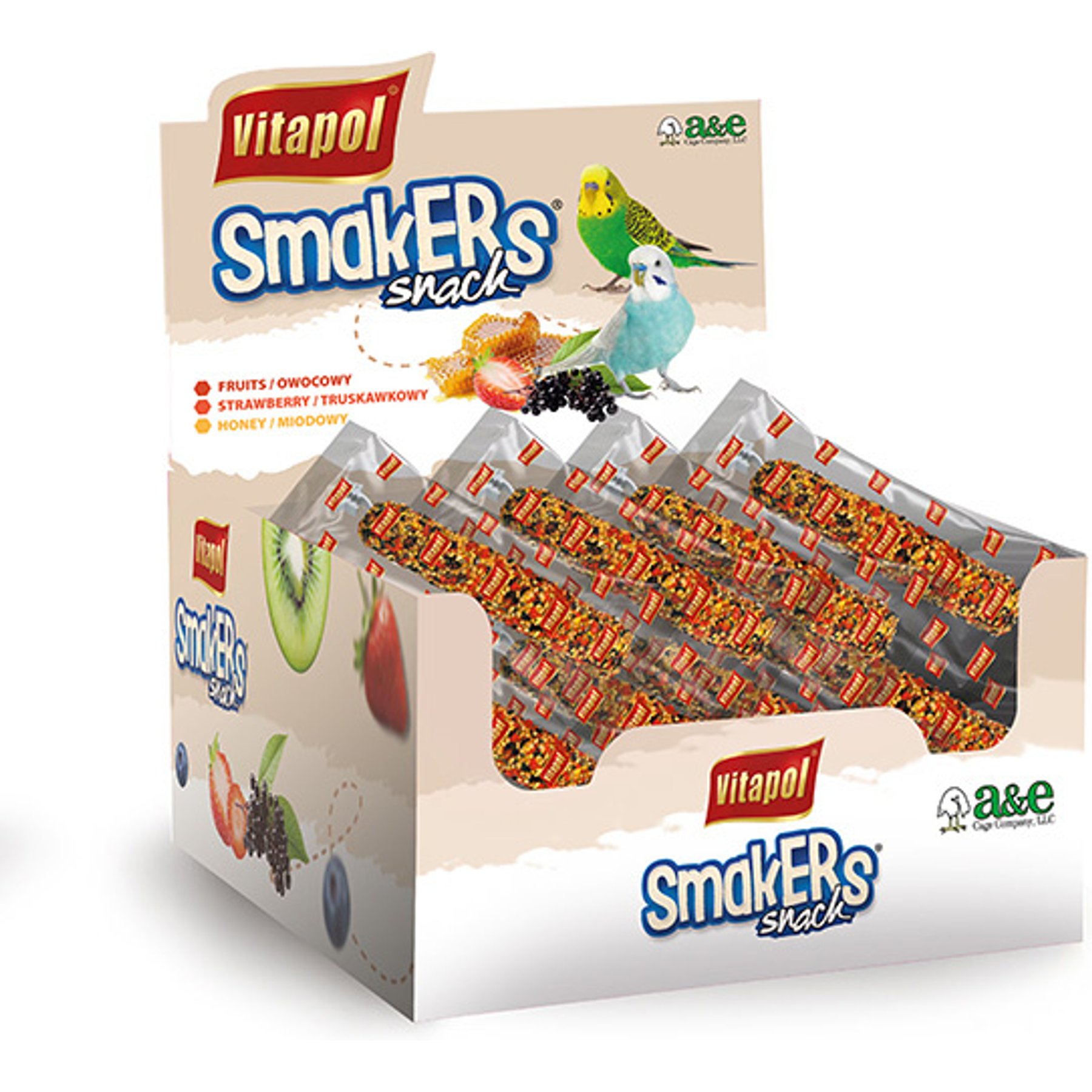Vitapol Smakers by A&E Nut Cockatiel Multi-Colored Smakers Sticks Bird Treats, 12 count