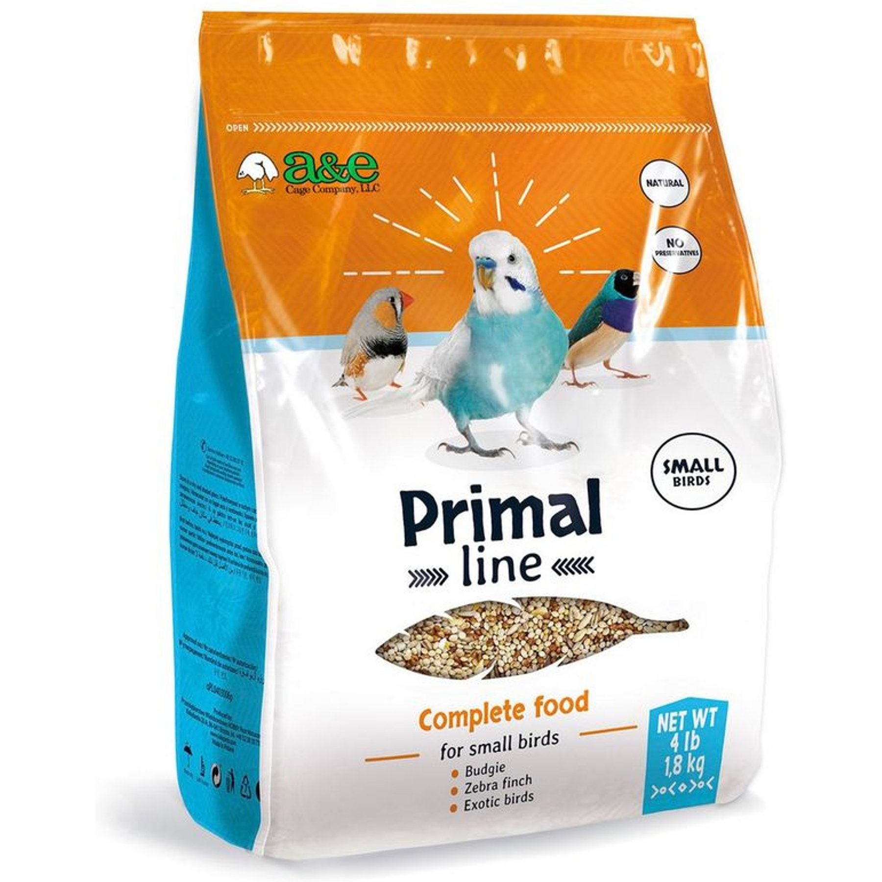 A&E Cage Company Primal Line Seed Blends Complete Small Bird Food, 4-lb bag