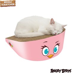 Angry Birds Pink Bird Durable Cardboard Scratcher Wedge Cat Toy with Catnip, 13 x 6-in slide 2 of 6