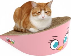 Angry Birds Pink Bird Durable Cardboard Scratcher Wedge Cat Toy with Catnip, 13 x 6-in