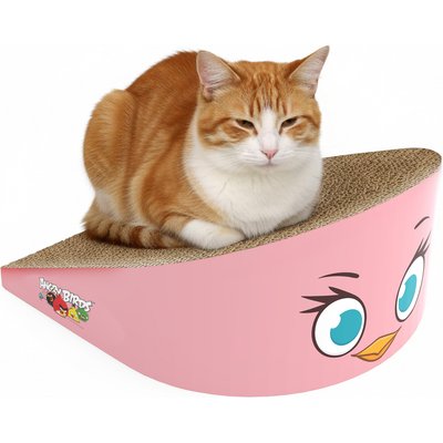 Angry Birds Angry Birds Pink Bird Durable Cardboard Scratcher Wedge Cat Toy with Catnip, 13 x 6-in