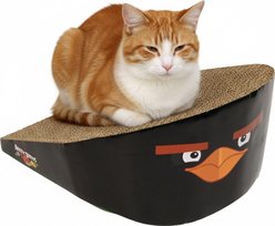 Angry Birds Black Bomb Durable Cardboard Scratcher Wedge Cat Toy with Catnip, 13 x 6-in