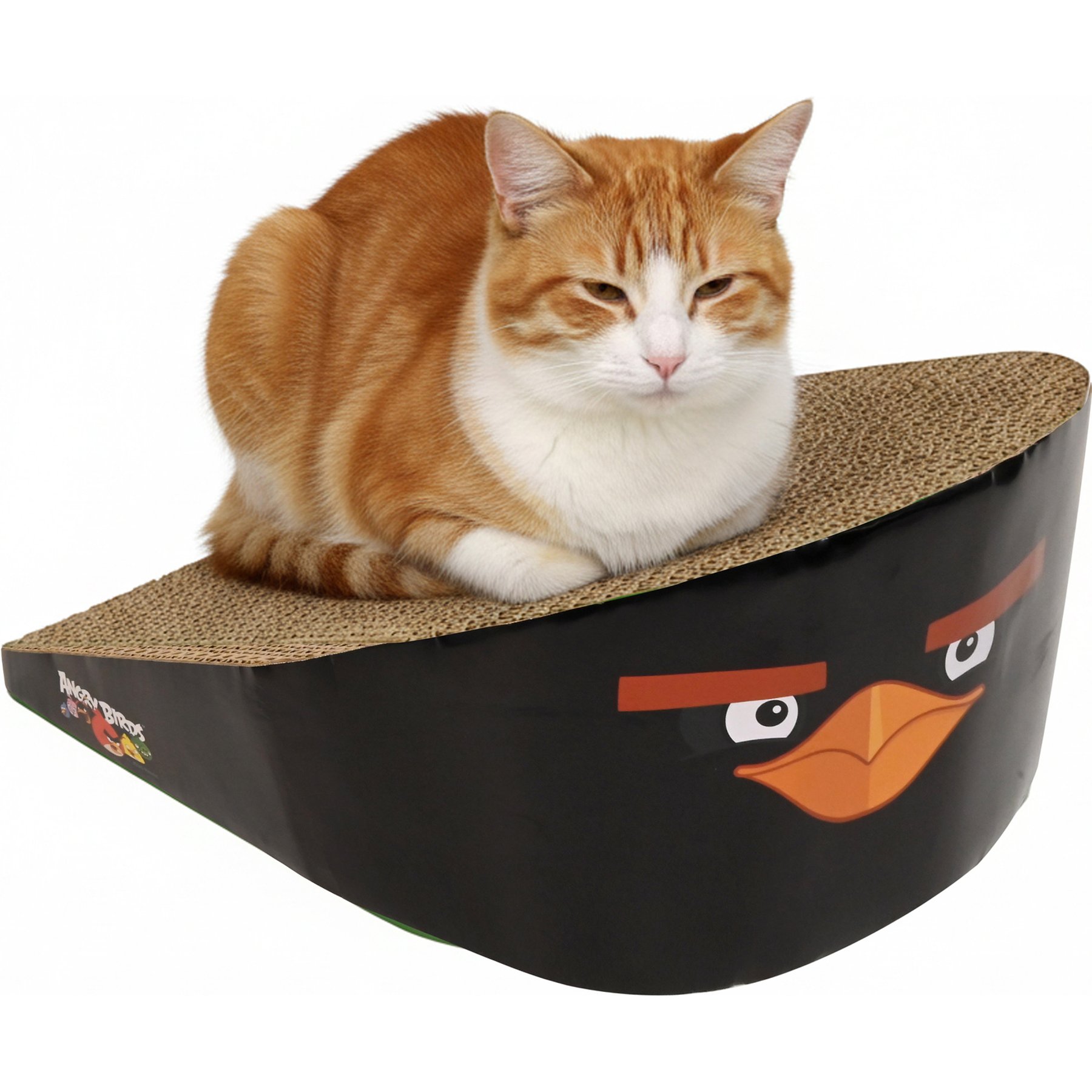 Angry Birds Black Bomb Durable Cardboard Scratcher Wedge Cat Toy with Catnip, 13 x 6-in