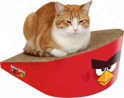 Angry Birds Red Bird Durable Cardboard Scratcher Wedge Cat Toy with Catnip, 13 x 6-in