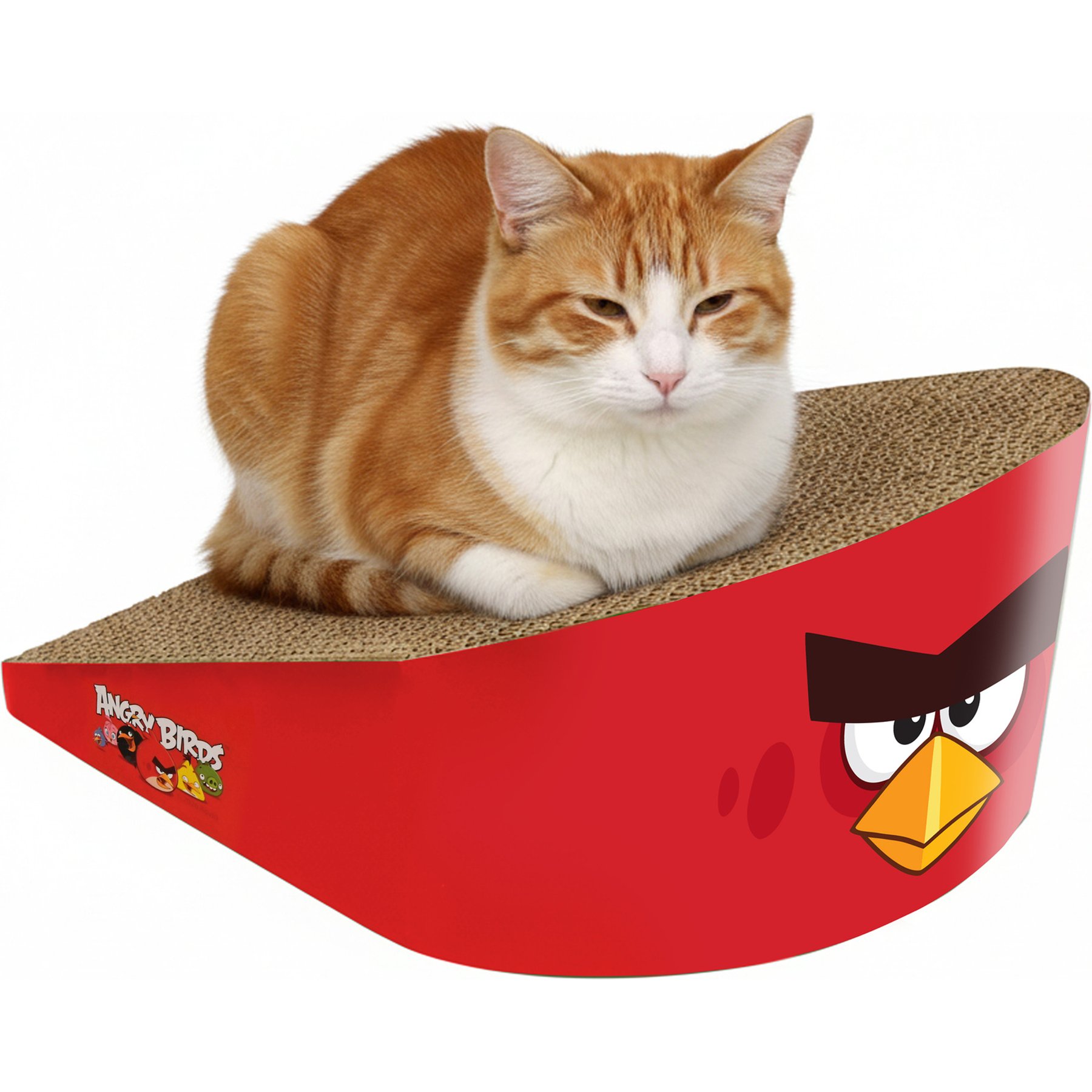 Angry Birds Red Bird Durable Cardboard Scratcher Wedge Cat Toy with Catnip, 13 x 6-in