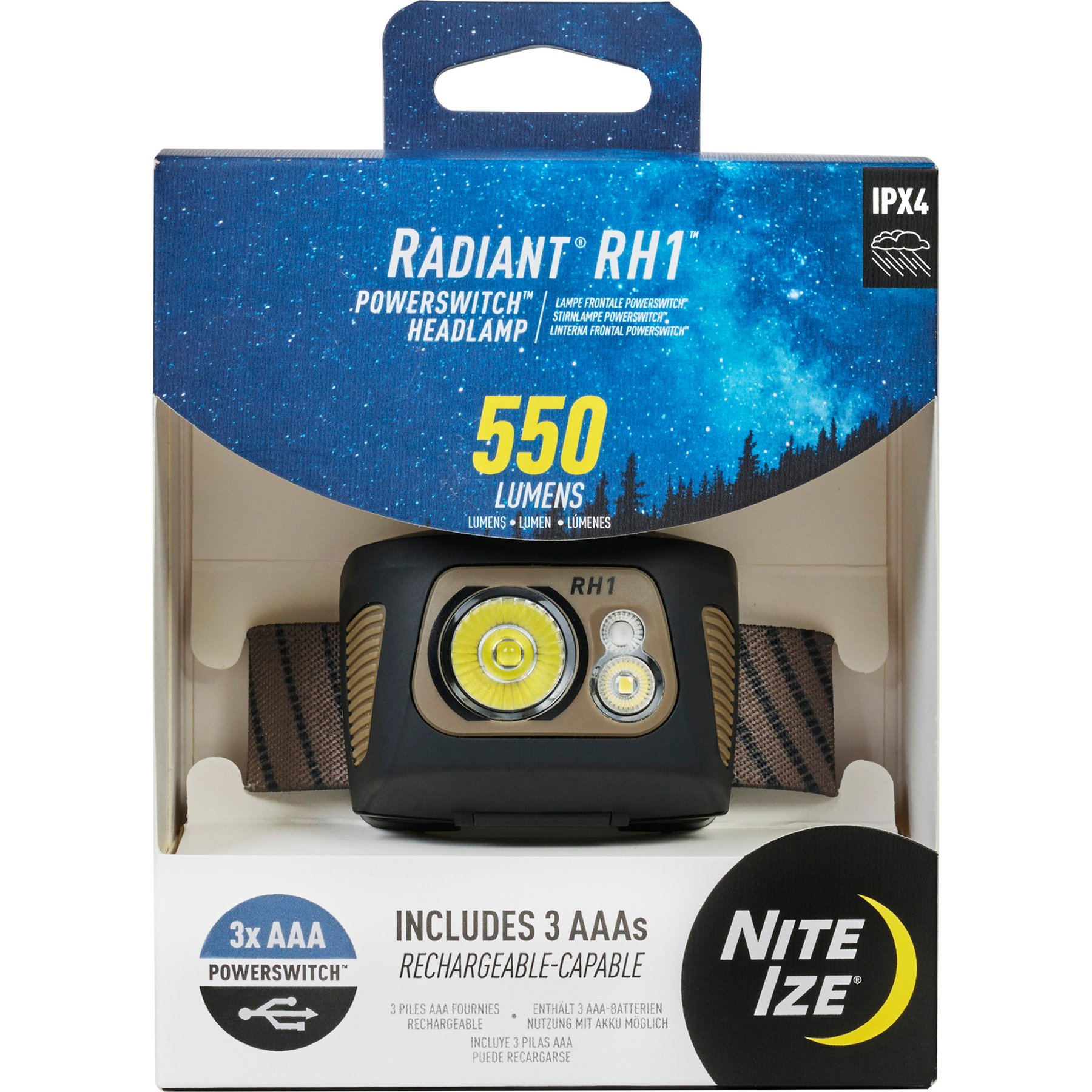 Nite Ize Radiant® RH1 PowerSwitch Dog Walking Headlamp, Coyote/Black, 550 Lumens