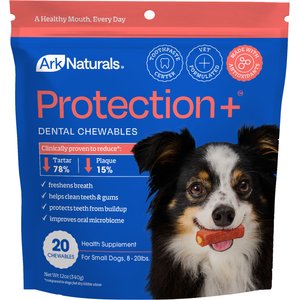 Ark Naturals Brushless Toothpaste Protection+ Small Dental Dog Treats, 12-oz bag, 20 count