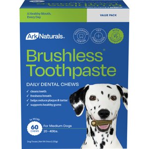 Ark Naturals Brushless Toothpaste Medium Dental Dog Treats, 54-oz box