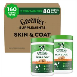 Greenies Skin & Coat Chicken Flavored Soft Chew Fish Oil Skin & Coat Supplement for Dogs, 160 count