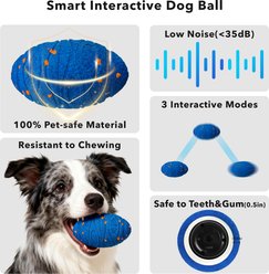 Cozypal Smart Interactive Self-Moving, Auto-Vibrating & Bouncing Electronic Tough Oval Ball Motion Dog Toy, Blue slide 2 of 9