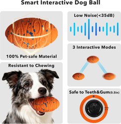 Cozypal Smart Interactive Self-Moving, Auto-Vibrating & Bouncing Electronic Tough Oval Ball Motion Dog Toy, Orange slide 2 of 9