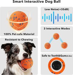 Cozypal Smart Interactive Self-Moving, Auto-Vibrating & Bouncing Electronic Tough Ball Motion Dog Toy, Orange slide 2 of 9