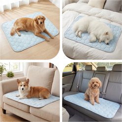 Heeyoo Double-Side Designed Cooling Washable Thicken Cooling Mat Dog Bed, Blue, 36.0 x 23.0-in slide 2 of 7