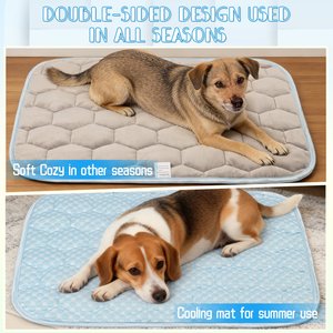 Heeyoo Double-Side Designed Cooling Washable Thicken Cooling Mat Dog Bed, Blue, 36.0 x 23.0-in