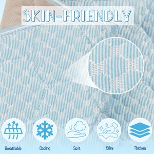 Heeyoo Double-Side Designed Cooling Washable Thicken Cooling Mat Dog Bed, Blue, 36.0 x 23.0-in
