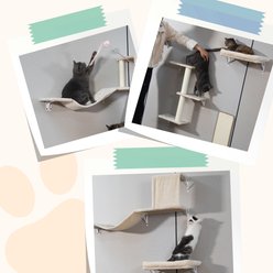 Coziwow 5-Piece Wall Mounted Wood Cat Wall Shelves with Tree & Scratching Post, Beige slide 2 of 9