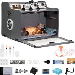 Coziwow Adjustable Temperature Wooden Heated Puppy Incubator, Cat & Small Pet House, Grey, 22-L