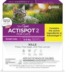 TevraPet Actispot II Flea Prevention Spot Treatment for Cats, 5-9 lbs, 6 Doses